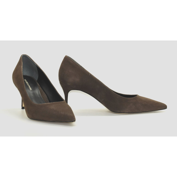 C0 NWOB MARION PARKE Chocolate Suede Pointed Toe Classic Heel Pumps Sz 40.5 $595 - Picture 1 of 6